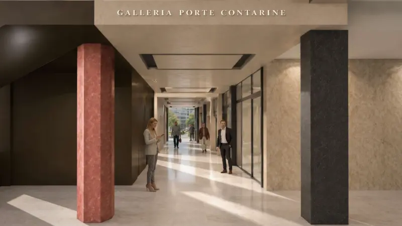 Restyling di galleria pubblica con ingresso in torre abitativa