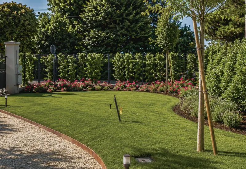 Giardino con piscina in casa di campagna